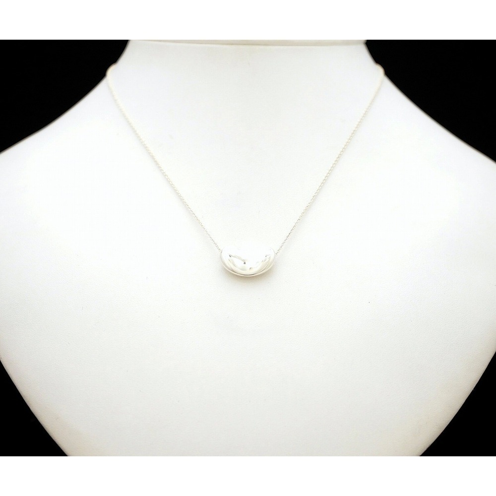TIFFANY Co Elsa Peretti Bean Pendant Necklace Sterling Silver